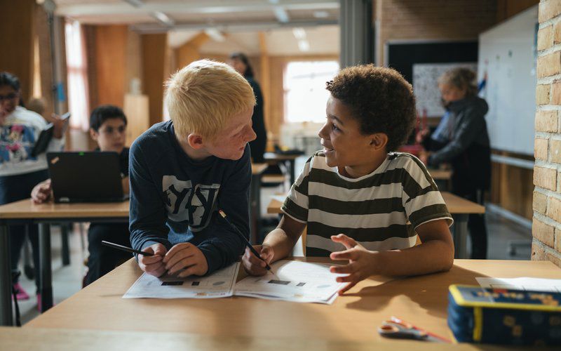 2 drenge der laver opgaver