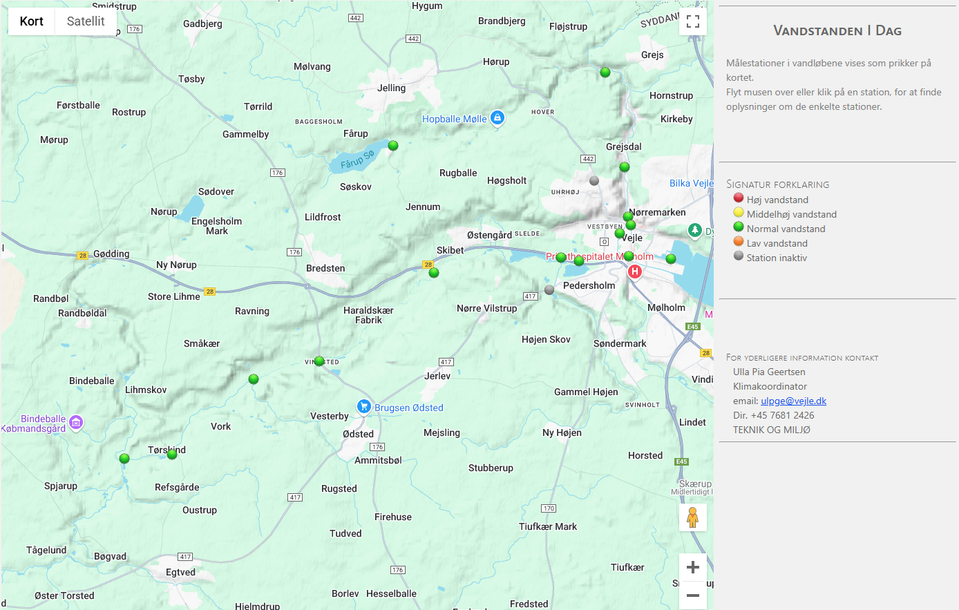 Screenshot af Vejle Kommunes vandløbsside