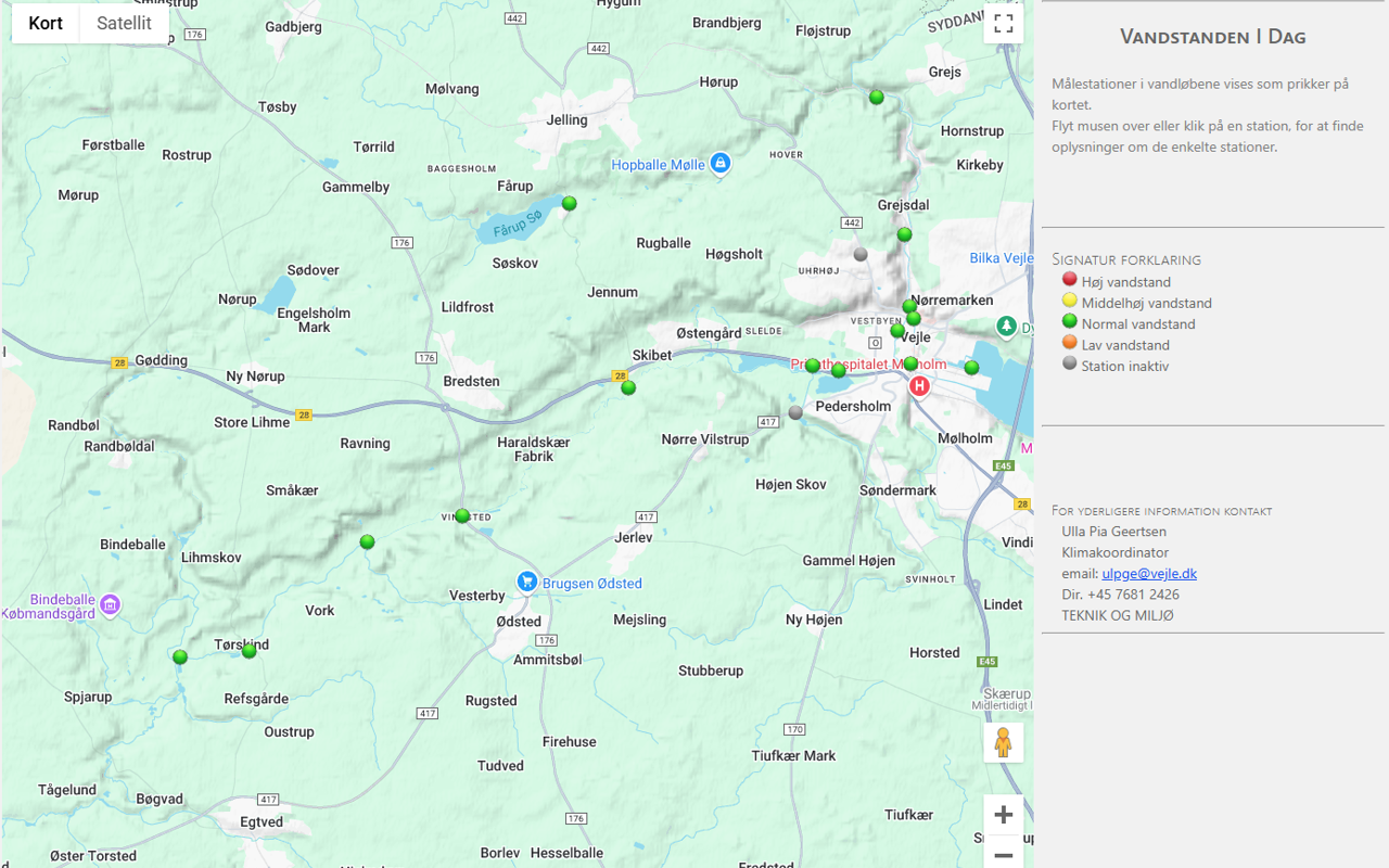 Screenshot af Vejle Kommunes vandløbsside